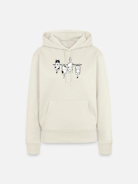 Wäsche Katze - Frauen Premium Bio Hoodie - Naturweiß