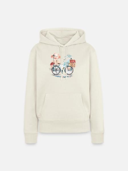 Radabenteuer in der Stadt - Frauen Premium Bio Hoodie - Naturweiß