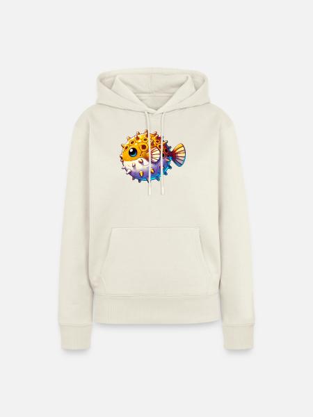 Kugelfisch - Frauen Premium Bio Hoodie - Naturweiß