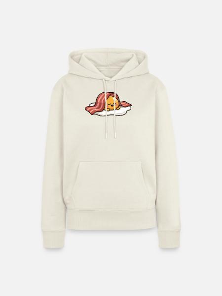 Sleeping Egg with Bacon Cartoon - Frauen Premium Bio Hoodie - Naturweiß