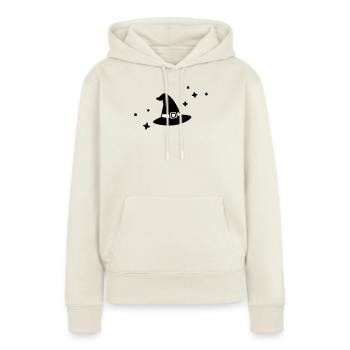 Illustration de chapeau de sorcière pour une sorcière pour Halloween - Sweat à capuche Premium bio Femme - blanc cassé - Devant - Selfina (174cm)