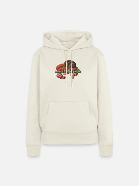 Wurst Spruch Ohne Brot. Not macht erfinderisch. - Frauen Premium Bio Hoodie - Naturweiß