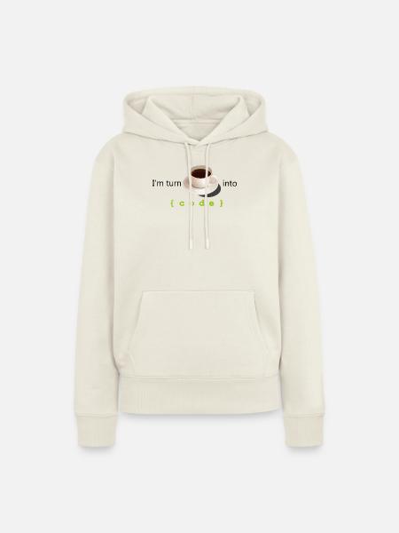 Coffe in Code - Frauen Premium Bio Hoodie - Naturweiß