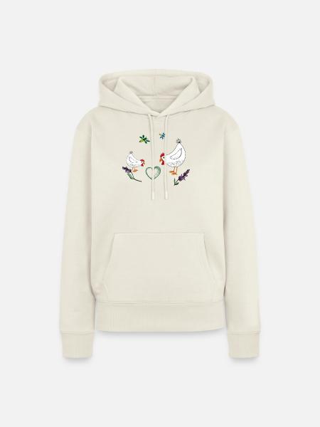 Hühner - Frauen Premium Bio Hoodie - Naturweiß