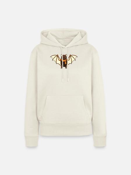 Fledermaus mit Herbstschal - Frauen Premium Bio Hoodie - Naturweiß