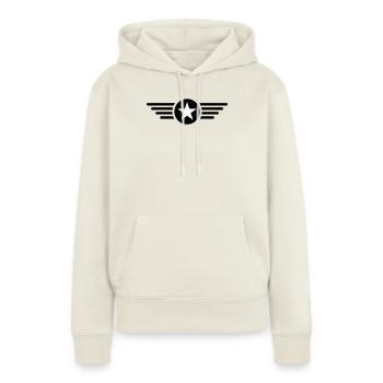 Ich bin ein Stern mit Flügel  - Frauen Premium Bio Hoodie - Naturweiß - Vorne - Selfina (174cm)