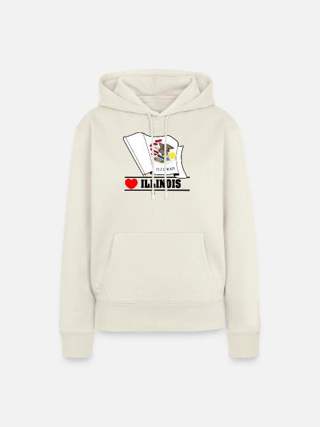 Hinweis Illinois Herz ILLINOIS - Frauen Premium Bio Hoodie - Naturweiß