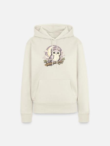 Mondlicht-Eulentraum - Frauen Premium Bio Hoodie - Naturweiß