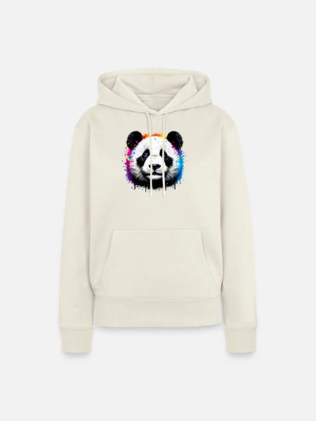Panda - Frauen Premium Bio Hoodie - Naturweiß