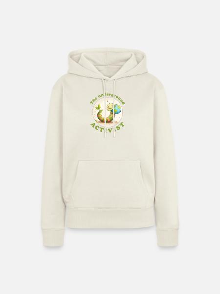 Regenwurm verteidigt die Erde - Frauen Premium Bio Hoodie - Naturweiß