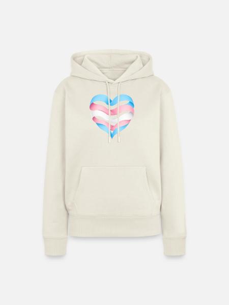 Transgender Herzdesign S1 - Frauen Premium Bio Hoodie - Naturweiß