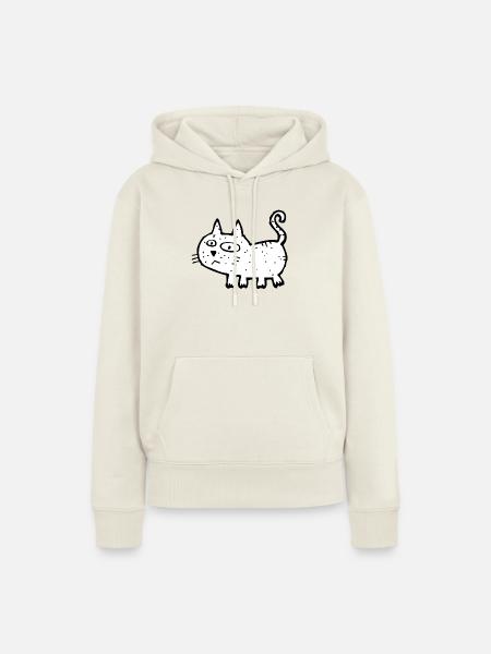 Schwarzweiß Skizzenkatze - Frauen Premium Bio Hoodie - Naturweiß