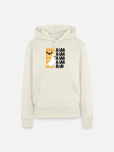 Halloween Geist Boo Muster - Frauen Premium Bio Hoodie - Naturweiß