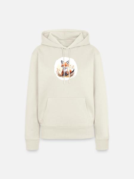 Fuchs Aquarell - Frauen Premium Bio Hoodie - Naturweiß