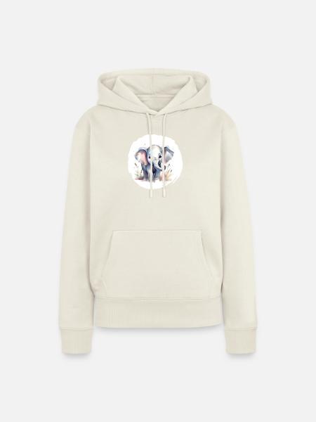 Aquarell Elefant - Frauen Premium Bio Hoodie - Naturweiß