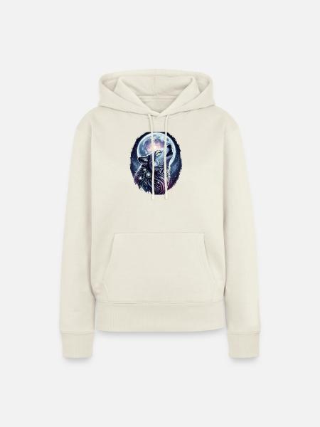 Mystischer Wolf im Mondlicht - Frauen Premium Bio Hoodie - Naturweiß