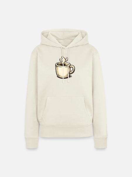 Kaffee-Whimsy Becher Sketch - Frauen Premium Bio Hoodie - Naturweiß