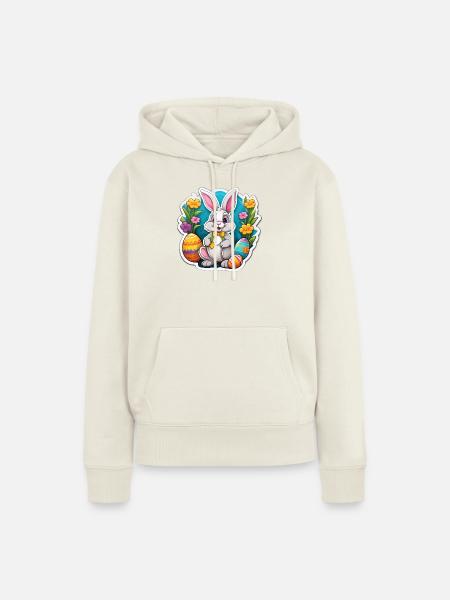 Pastell-Osterhase und blühende Eier - Frauen Premium Bio Hoodie - Naturweiß