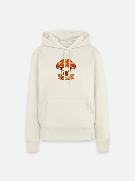 Pilzhaus am Waldrand - Frauen Premium Bio Hoodie - Naturweiß