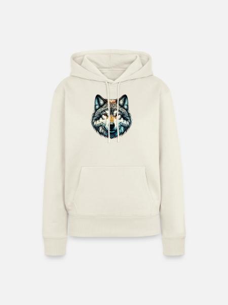 Wolf - Frauen Premium Bio Hoodie - Naturweiß