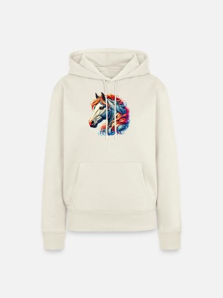 Pferd - Frauen Premium Bio Hoodie - Naturweiß