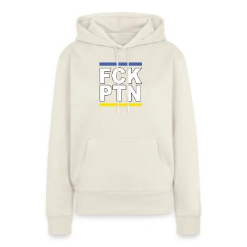 FCK PTN - Frauen Premium Bio Hoodie - Naturweiß - Vorne - Selfina (174cm)