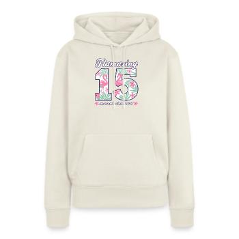 15. Geburtstag 2026 Flamingos Mädchen Geschenkidee - Frauen Premium Bio Hoodie - Naturweiß - Vorne - Selfina (174cm)