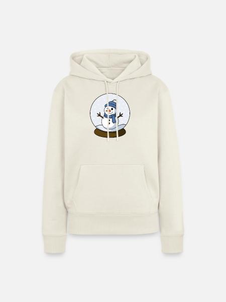 Schneemann in einer Schneekugel - Frauen Premium Bio Hoodie - Naturweiß