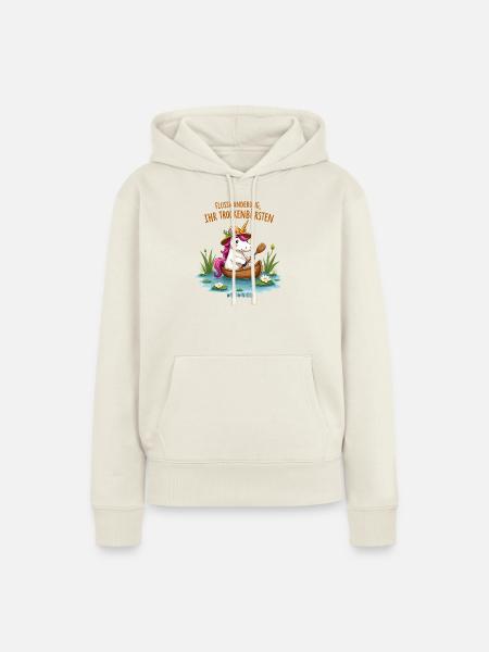 Einhorn Kanufahrt - Frauen Premium Bio Hoodie - Naturweiß