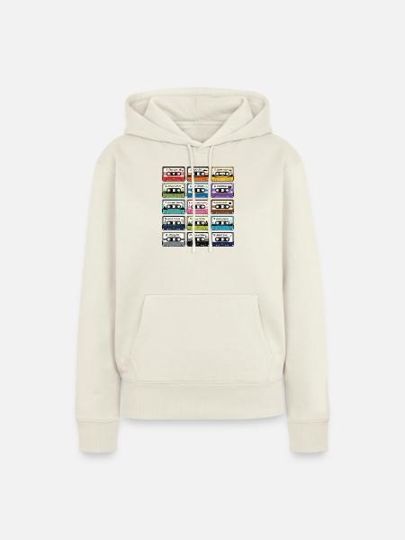 Retro Audio Kassettensammlung - Frauen Premium Bio Hoodie - Naturweiß