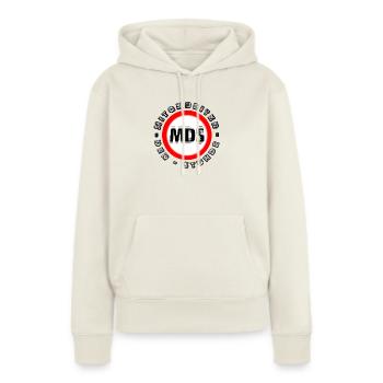 Employé de l’heure Employé du mois MDS - Sweat à capuche Premium bio Femme - blanc cassé - Devant - Selfina (174cm)