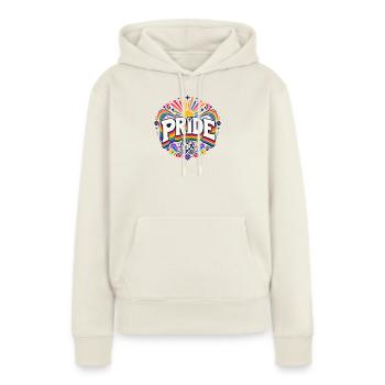 Pride Regenbogen Disko CSD Spruch Outfit - Frauen Premium Bio Hoodie - Naturweiß - Vorne - Selfina (174cm)