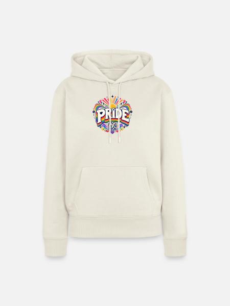 Pride Regenbogen Disko CSD Spruch Outfit - Frauen Premium Bio Hoodie - Naturweiß