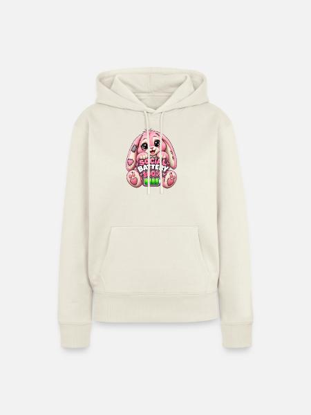 Social Battery Hoppelbunny 100% - Frauen Premium Bio Hoodie - Naturweiß