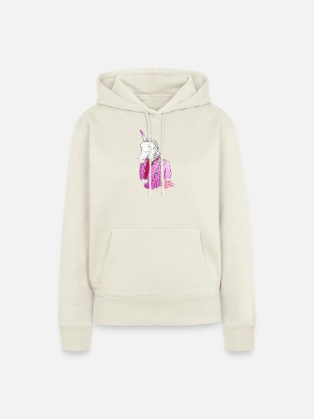 pink hipster unicorn - Frauen Premium Bio Hoodie - Naturweiß