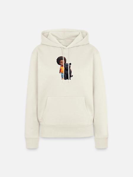 Kinderfreundliche Tierfreundschaft Illustration - Frauen Premium Bio Hoodie - Naturweiß