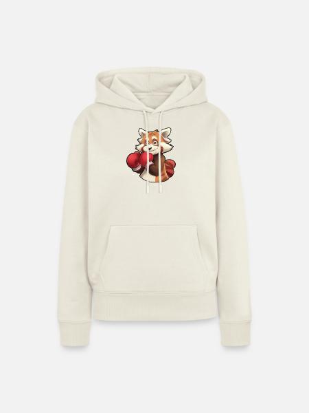 Boxen-Rotpanda-Anhänger - Frauen Premium Bio Hoodie - Naturweiß