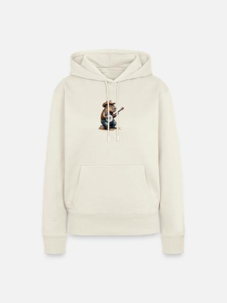 Cooles Capybara spielt Banjo - Frauen Premium Bio Hoodie - Naturweiß