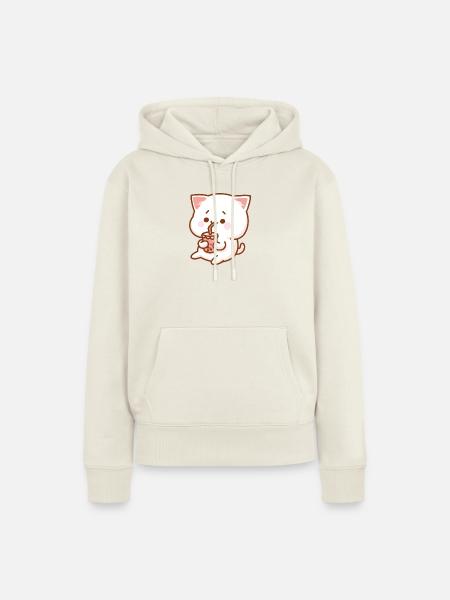 Katze & Shake - Frauen Premium Bio Hoodie - Naturweiß