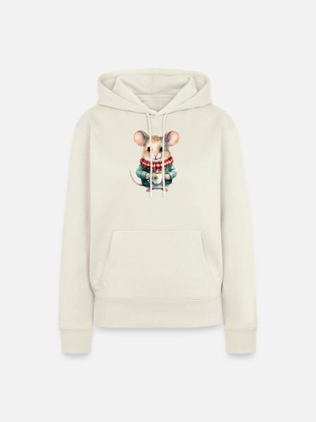 Kuschelmäuschen Wintertee - Frauen Premium Bio Hoodie - Naturweiß