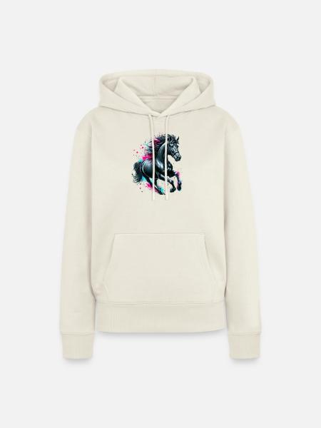 Pferd - Frauen Premium Bio Hoodie - Naturweiß