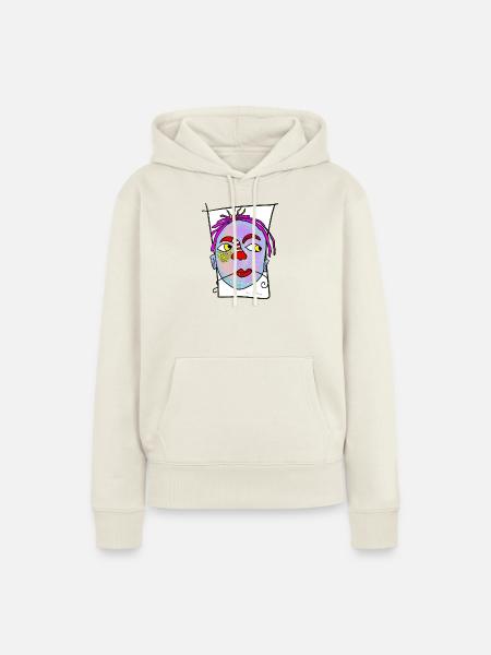Nebula Gesichtsdruck - Frauen Premium Bio Hoodie - Naturweiß