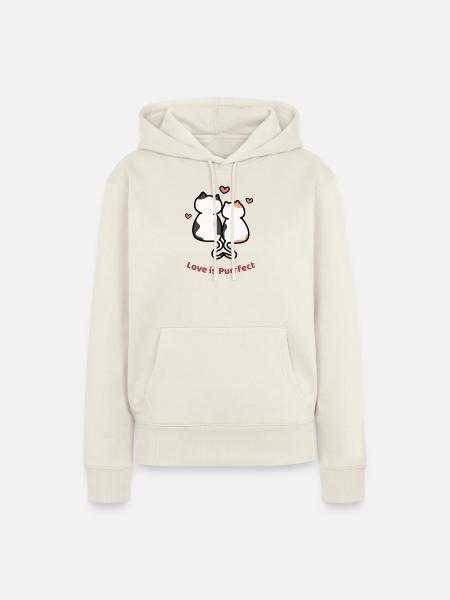 Love Is Purrfect – Süßes Katzenpaar - Frauen Premium Bio Hoodie - Naturweiß