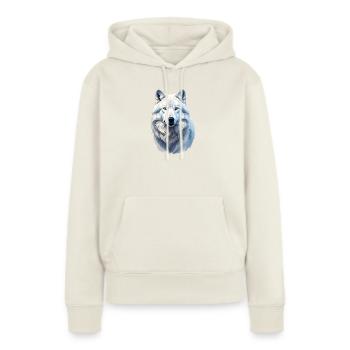 Loup arctique - Sweat à capuche Premium bio Femme - blanc cassé - Devant - Selfina (174cm)