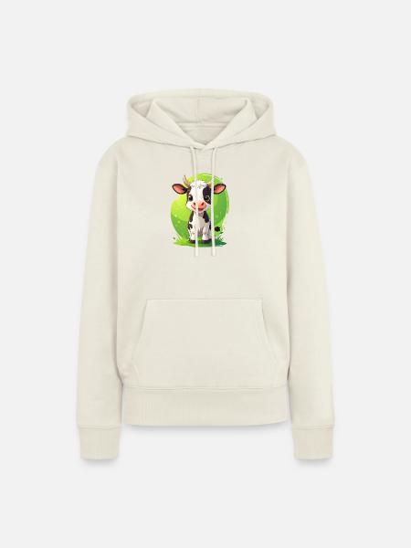 Niedliche Kuh - Frauen Premium Bio Hoodie - Naturweiß