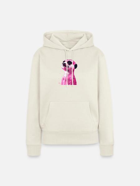 rosa Erdmännchen - Frauen Premium Bio Hoodie - Naturweiß