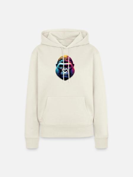 Gorilla - Frauen Premium Bio Hoodie - Naturweiß