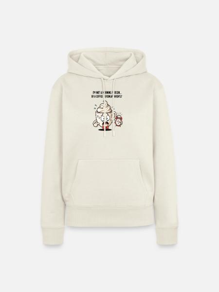 Ängstliche Morgentasse mit Wecker - Frauen Premium Bio Hoodie - Naturweiß