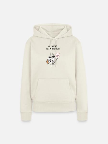 Koffein-Krise-Tassen-Cartoon - Frauen Premium Bio Hoodie - Naturweiß