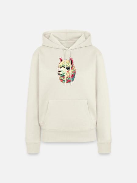 Alpaka - Frauen Premium Bio Hoodie - Naturweiß